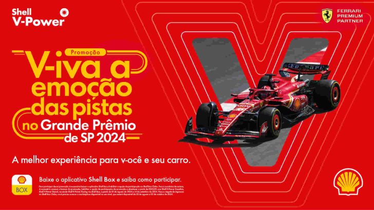 Banner da promoção da Shell, em conjunto com a Ferrari, para o GP de Interlagos da Formula 1