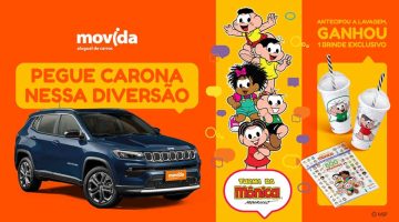 Imagem ilustrativa que mostra a ação promocional da Movida com a Turma da Mônica