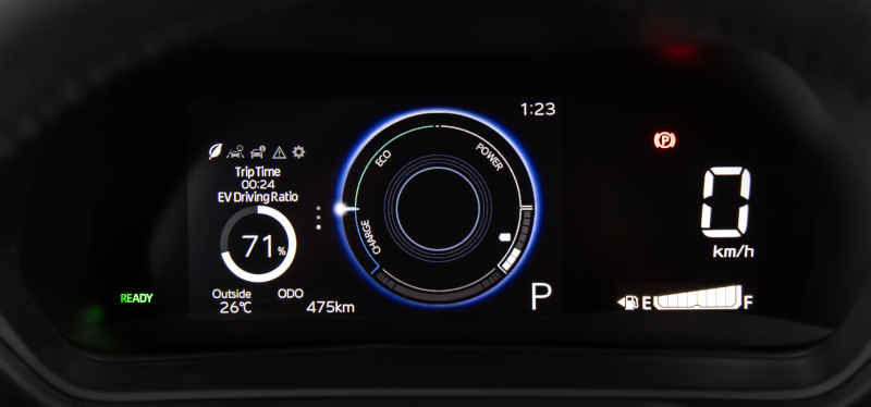 Toyota/Divulgação Foto do quadro de instrumentos do Yaris Cross 1.5 híbrido flex