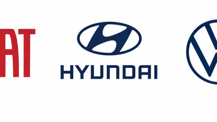 Logos da Fiat, Hyundai e Volkswagen