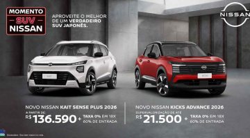 Arte da ação "Momento SUV Nissan", com o novo Kait e o Kicks