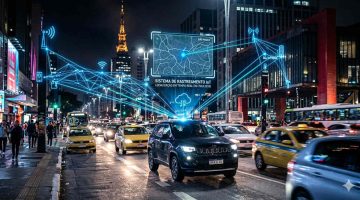 Imagem gerada por IA do uso de Internet das Coisas no setor automotivo