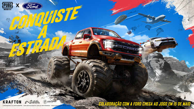 Imagem que mostrar a parceria entre o game PUBG MOBILE e a Ford