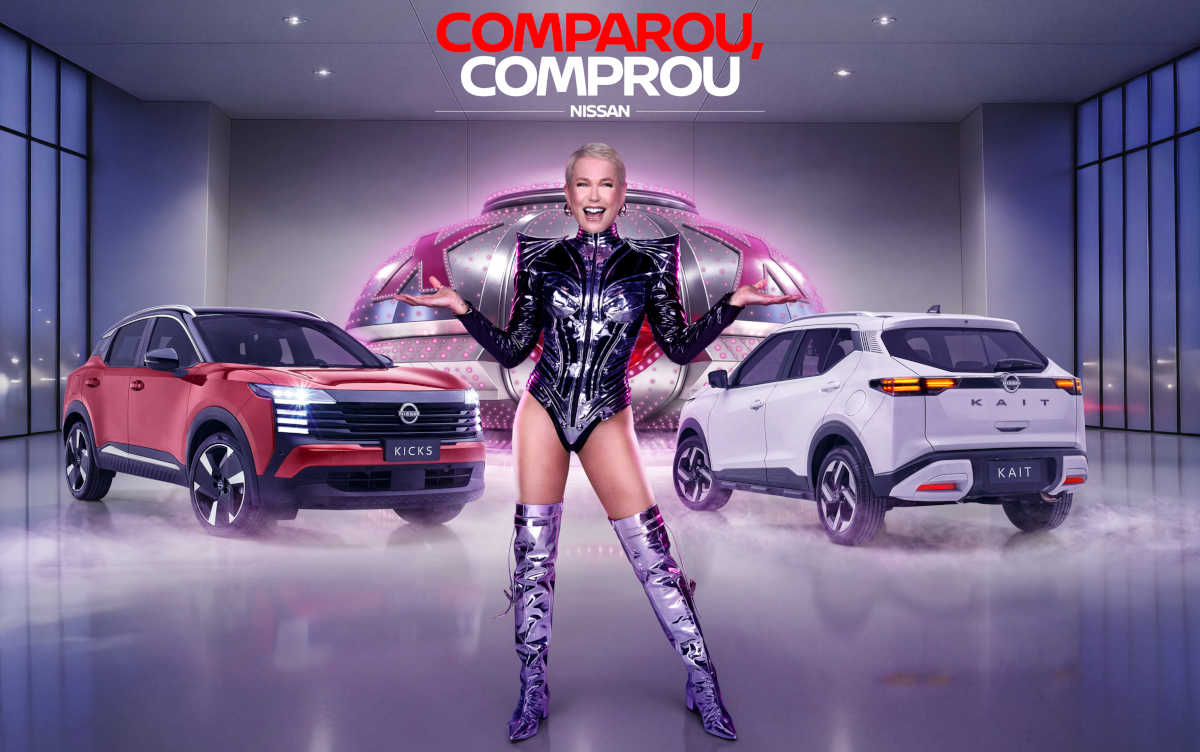 Nissan/Divulgação Foto da campanha da Xuxa com os Nissan Kicks e Kait